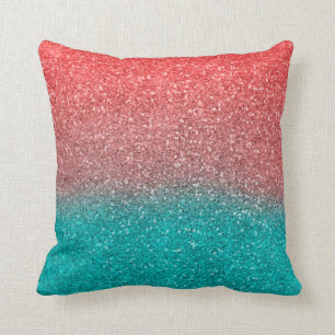 Coral Melon Oranje Blauwgroen Aqua Green Sparkly G Kussen