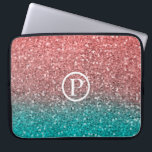 Coral Melon Oranje Blauwgroen Aqua Green Sparkly G Laptop Sleeve<br><div class="desc">Aangepast ontwerp</div>