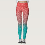 Coral Melon Oranje Blauwgroen Aqua Green Sparkly G Leggings<br><div class="desc">Leggings.</div>