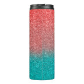 Coral Melon Oranje Blauwgroen Aqua Green Sparkly G Thermosbeker (Achterkant)