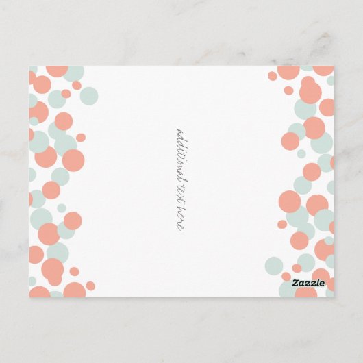 Coral & Mint Bubbles Confetti Tafelnummer Kaarten (Achterkant)