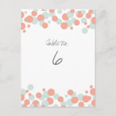 Coral & Mint Bubbles Confetti Tafelnummer Kaarten (Voorkant)