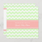 Coral Mint Chevron Custom Baby Shower-uitnodiginge Kaart (Voorkant / Achterkant)
