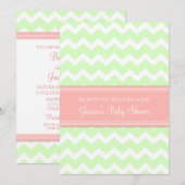 Coral Mint Chevron Custom Baby Shower-uitnodiginge Kaart (Voorkant / Achterkant)
