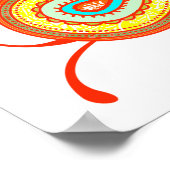 Coral Mint en Yellow Paisley Wedding Poster (Hoek)