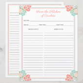 Coral & Mint Floral Cookbook Multomap Receptenvell (Voorkant / Achterkant)