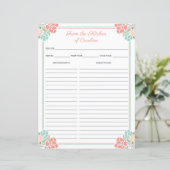 Coral & Mint Floral Cookbook Multomap Receptenvell (Staand voorkant)