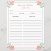 Coral & Mint Floral Cookbook Multomap Receptenvell (Voorkant)