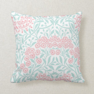 Coral Mint Floral Damask Pattern Kussen