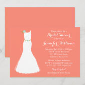 Coral Mint Floral Wedding Gown Vrijgezellenfeest Kaart (Voorkant / Achterkant)