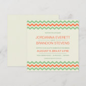 Coral Mint Green Chevron Wedding ZigZag Kaart (Voorkant / Achterkant)