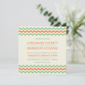 Coral Mint Green Chevron Wedding ZigZag Kaart (Staand voorkant)