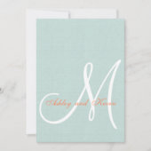 Coral Mint Green Linen Rustic Wedding Kaart (Voorkant)