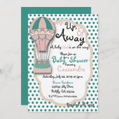 Coral & Mint Hete Luchtballon Baby shower Kaart (Voorkant / Achterkant)