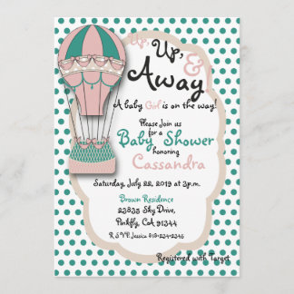 Coral & Mint Hete Luchtballon Baby shower Kaart