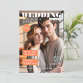 Coral & Mint Magazine Trouwfoto Kaart (Staand voorkant)