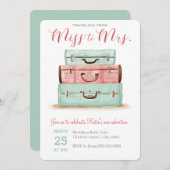 Coral Mint Miss aan Mrs Travel Shower Uitnodiging (Voorkant / Achterkant)