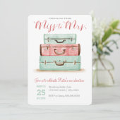Coral Mint Miss aan Mrs Travel Shower Uitnodiging (Staand voorkant)