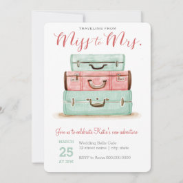 Coral Mint Miss aan Mrs Travel Shower Uitnodiging