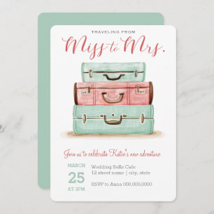 Coral Mint Miss aan Mrs Travel Shower Uitnodiging