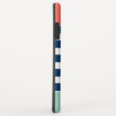 Coral Mint Navy White Stripes - Trendy Stylish Case-Mate iPhone Case (Achterkant/rechts)