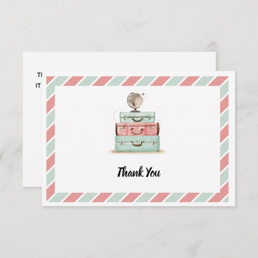 Coral Mint Travel Theme Dank u Bedankkaart (Voorkant / Achterkant)