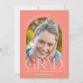 Coral Modern Minimal 2 Photo Arch Afstuderen Aankondiging (Voorkant)