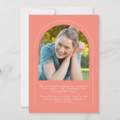 Coral Modern Minimal 2 Photo Arch Afstuderen Aankondiging (Achterkant)