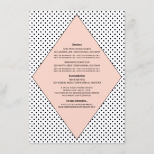 Coral Modern Polka Dots Wedding Info Kaart