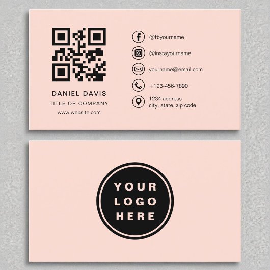 Coral Modern Professioneel Bedrijf Logo QR Code Visitekaartje