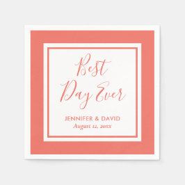 Coral Modern Script Wedding Servet