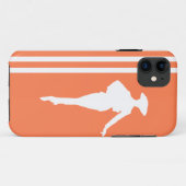 Coral Modern Stripes met Mode Silhouette Case-Mate iPhone Case (Achterkant (horizontaal))