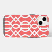 Coral Modern Traliewerk Patroon iPhone Hoesje (Achterkant horizontaal)