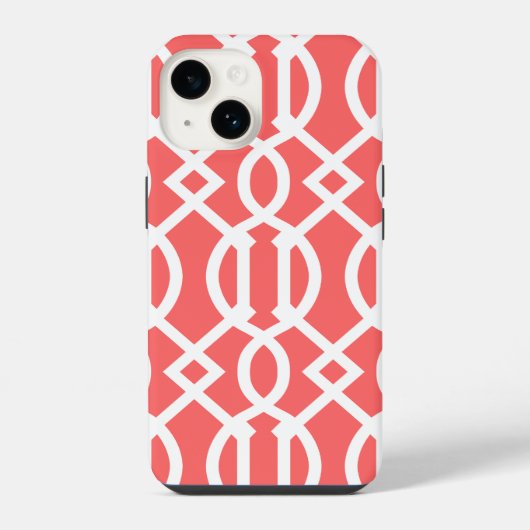 Coral Modern Traliewerk Patroon iPhone Hoesje (Achterkant)