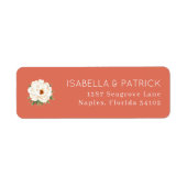 Coral Moderne Wedding Etiket (Voorkant)