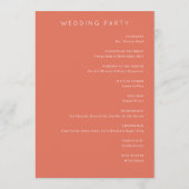 Coral Moderne Wedding Programmakaart (Achterkant)