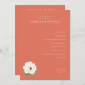 Coral Moderne Wedding Programmakaart (Voorkant / Achterkant)