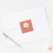 Coral Moderne Wedding Vierkante Sticker (Envelop)