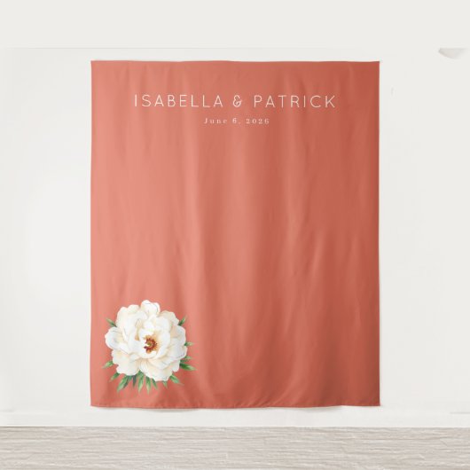 Coral Moderne Wedding Wandkleed (Voorkant)