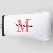 Coral Monogram Initiaal en naam op maat Golfheadcover (Voorkant)