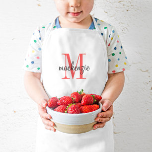 Coral Monogram Initiaal en naam op maat Kinder Schort