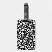 Coral Monogram Quatrefoil Black Floral Pattern Bagagelabel (Achterkant verticaal)
