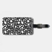 Coral Monogram Quatrefoil Black Floral Pattern Bagagelabel (Achterkant horizontaal)