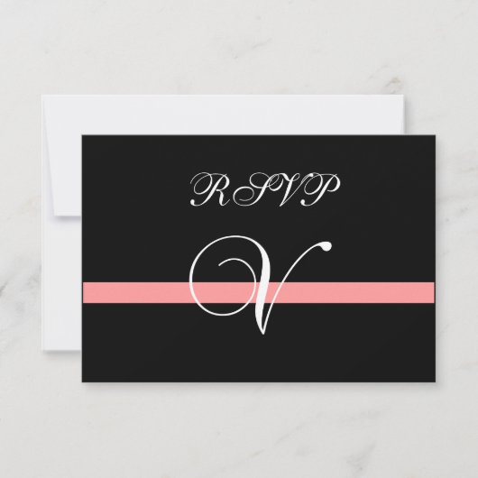 Coral Monogram V Huwelijks RSVP Kaart (Voorkant)