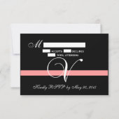 Coral Monogram V Huwelijks RSVP Kaart (Achterkant)