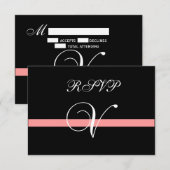 Coral Monogram V Huwelijks RSVP Kaart (Voorkant / Achterkant)