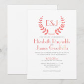 Coral Monogram Wedding Invitations Kaart (Voorkant / Achterkant)
