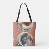Coral Moon Warm Vibrant Aesthetic Tote Bag (Achterkant)