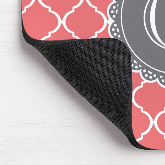 Coral Moroccan Lattice Pattern Gray Monogram Muismat (Hoek)