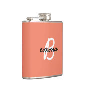 Coral Name | Initiaal Modern Trendy Stylish Oranje Heupfles (Rechts)